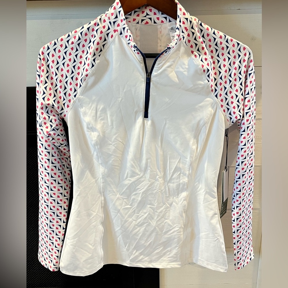 Kyodan Golf Tennis Pullover Quarter zip Blue Pink size XS NWT. 1028